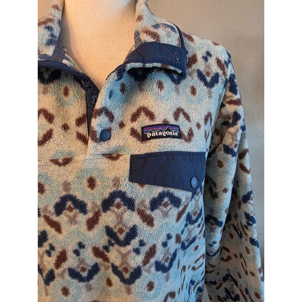 Patagonia Synchilla Snap T Fleece Pullover Tundra Cluster Big Sky Blue SZ Small - Picture 3 of 6